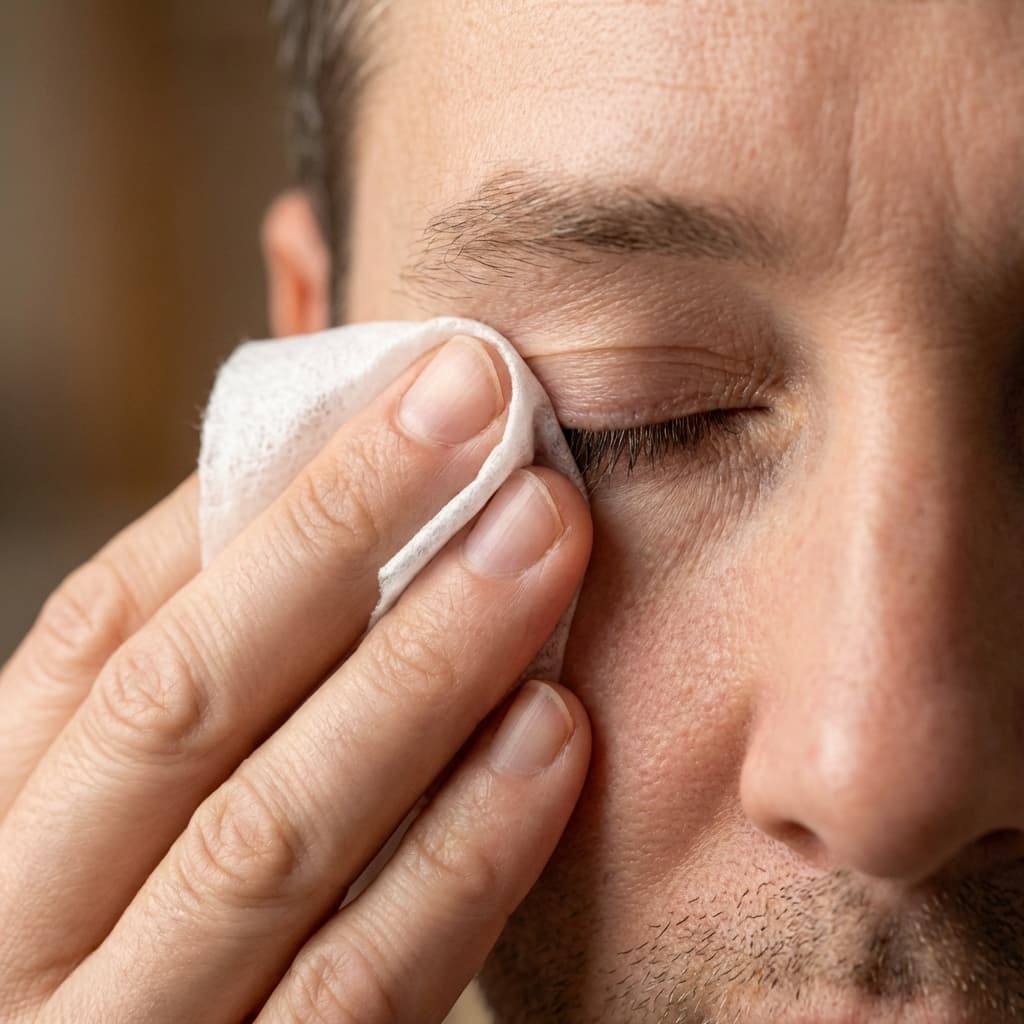 Step 2: Gently wipe eyelids